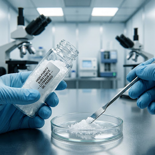 Close-up of raw material inspection